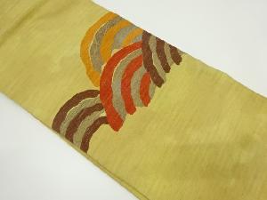 アンティーク　手織り紬青海波模様織り出し名古屋帯